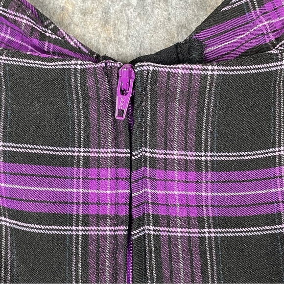 Unique Vintage Purple Black Plaid Corset Swing Flare Rockabilly Pinup Dress - XL - Picture 9 of 13